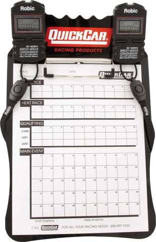 QuickCar Clipboard Timing System - Black - (2) Robic SC505 Watches