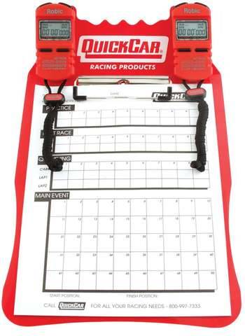 QuickCar Clipboard Timing System - Red - (2) Robic SC505 Watches