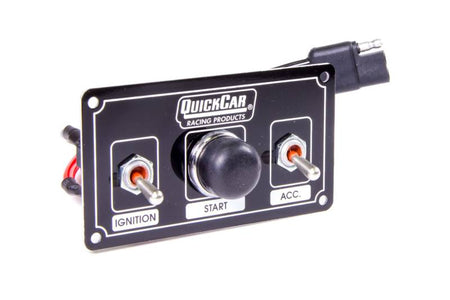 QuickCar Dash Mount Switch Panel - 4.625 x 2.5 in - 2 Toggles / 1 Momentary Button - Black