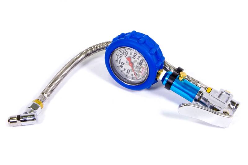 QuickCar Liquid Filled Tire Inflator/Gauge - 0-60 psi -  2-1/4" Diameter - Silver Face