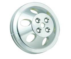 Mr. Gasket V-Belt 2 Groove Water Pump Pulley - 6.625 in Diameter - Satin - Short Water Pump - Small Block Chevy