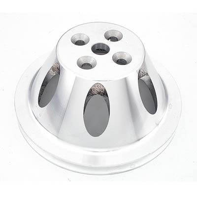Mr. Gasket V-Belt 2 Groove Water Pump Pulley - 6.625 in Diameter - Satin - Short Water Pump - Small Block Chevy