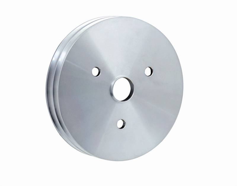 Mr. Gasket V-Belt 2 Groove Crankshaft Pulley - 6.625 in Diameter - Satin - Short Water Pump - Small Block Chevy