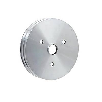 Mr. Gasket V-Belt 2 Groove Crankshaft Pulley - 6.625 in Diameter - Satin - Short Water Pump - Small Block Chevy