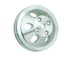 Mr. Gasket V-Belt 2 Groove Water Pump Pulley - 6.625 in Diameter - Satin - Long Water Pump - Small Block Chevy