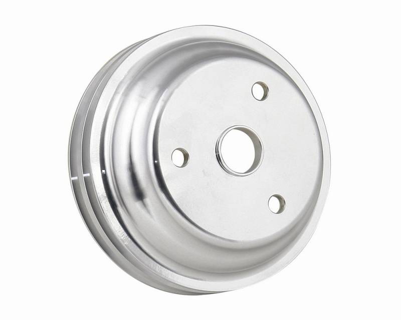Mr. Gasket V-Belt 2 Groove Crankshaft Pulley - 6.625 in Diameter - Satin - Long Water Pump - Small Block Chevy