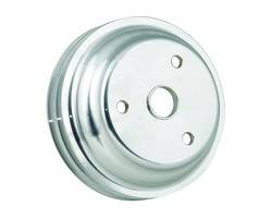 Mr. Gasket V-Belt 2 Groove Crankshaft Pulley - 6.625 in Diameter - Satin - Long Water Pump - Small Block Chevy