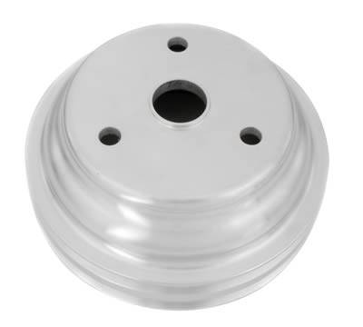 Mr. Gasket V-Belt 2 Groove Crankshaft Pulley - 6.625 in Diameter - Satin - Long Water Pump - Small Block Chevy
