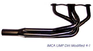 Beyea IMCA Dirt Modified Headers - SB Chevy - 1-3/4" x 1-7/8" Tubes - 3-1/2" Collector - Fits Shaw Chassis