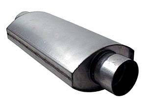 Dynatech Split-Flow Oval Race Muffler - 3-1/2" In, Out - 14" Length x 7" Width x 4-1/2" Height