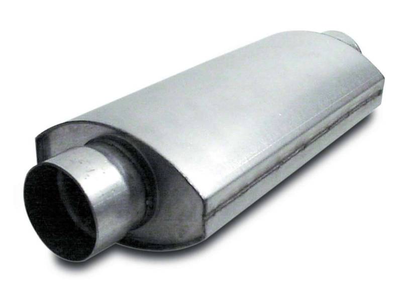 Dynatech Split-Flow Oval Race Muffler - 4" In, Out - 14" Length x 7" Width x 4-1/2" Height