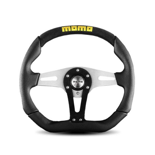 Momo Trek Steering Wheel - Black Leather/Airleather