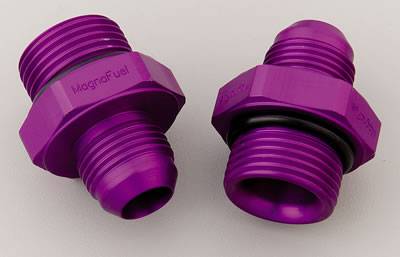 MagnaFuel Fuel Pump Fitting Kit - Two 10 AN Male to 12 AN O-Ring Male Fittings - Purple Anodized - Magnafuel Fuel Pumps