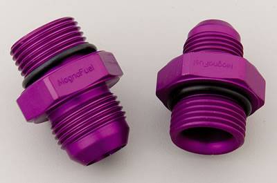 MagnaFuel Fuel Pump Fitting Kit - One 12 AN Male / One 10 AN Male Fitting - Purple Anodized - Magnafuel Fuel Pumps