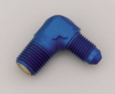 NOS 4 AN Male to 1/4 in NPT Male Nitrous Oxide Filter 90 Degree Adapter - Blue Anodized