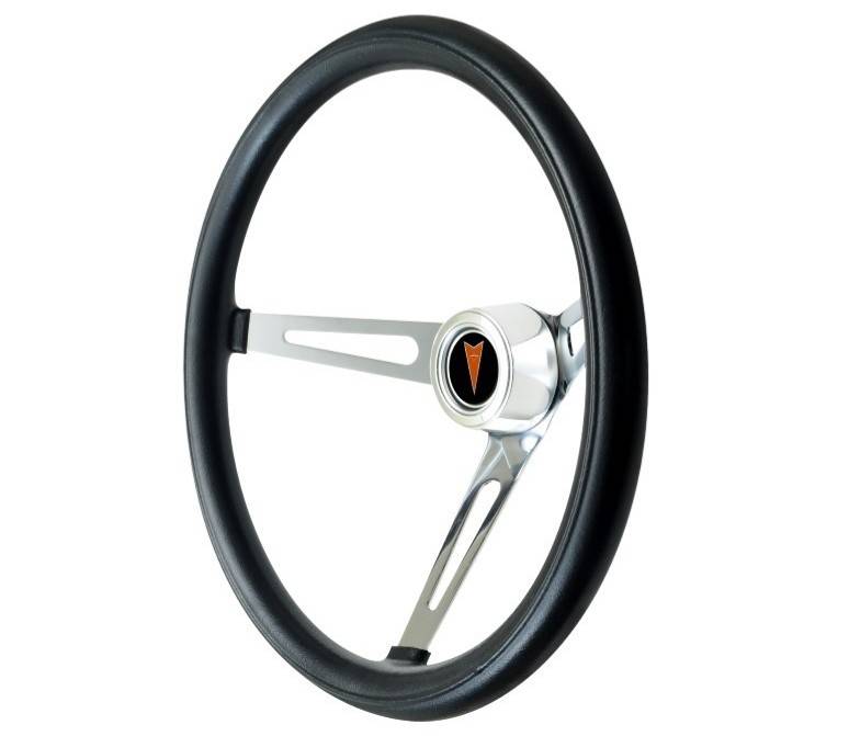 GT Performance GT Classic Steering Wheel - 15 in Diameter - 4.125 in Dish - 3-Spoke - Black Foam Grip - Chrome