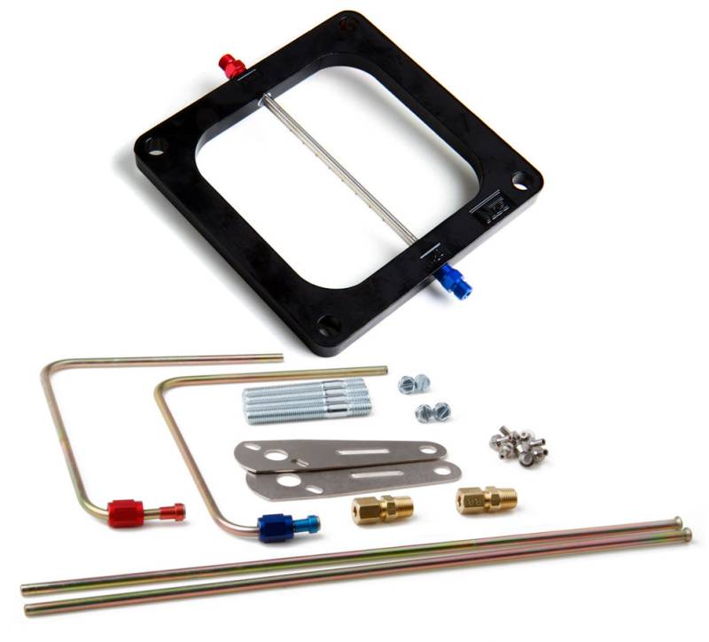 NOS Cheater 150-250 HP Nitrous Oxide Plate - Gaskets / Hardware / Jets / Plumbing - Black Anodized - Dominator Flange