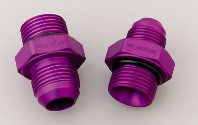 MagnaFuel Fuel Pump Fitting Kit - One 10 AN Male / One 8 AN Male Fitting - Purple Anodized - Magnafuel Fuel Pumps
