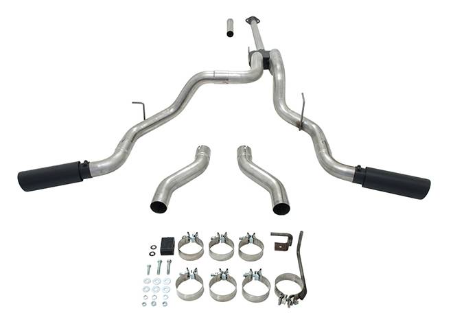 Flowmaster Outlaw Cat-Back Exhaust System - 3 in Tailpipe - 4 in Tips - Black / Natural - Ford Fullsize Truck 2009-14