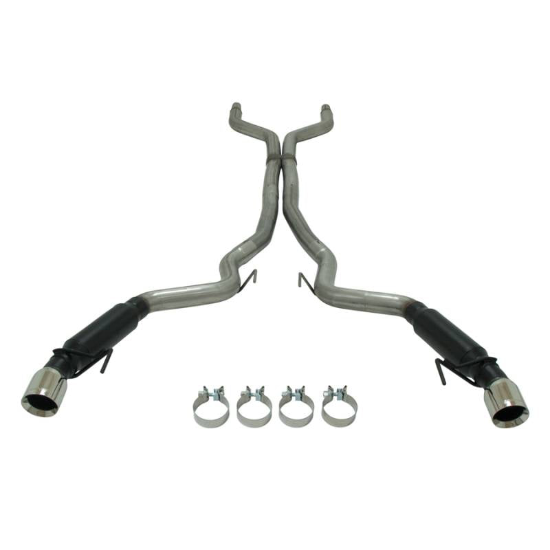 Flowmaster Outlaw Cat-Back Exhaust System - 3 in Tailpipe - 4 in Tips - Black / Natural - Ford Mustang 2015