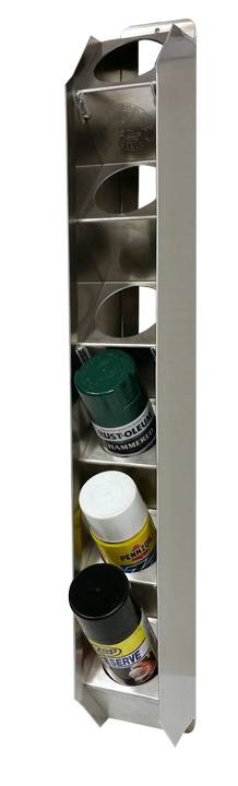 Pit Pal Products Single Row Aerosol Can Holder 30-1/4" Tall 5-1/4" Deep 6 Can Capacity - Aluminum