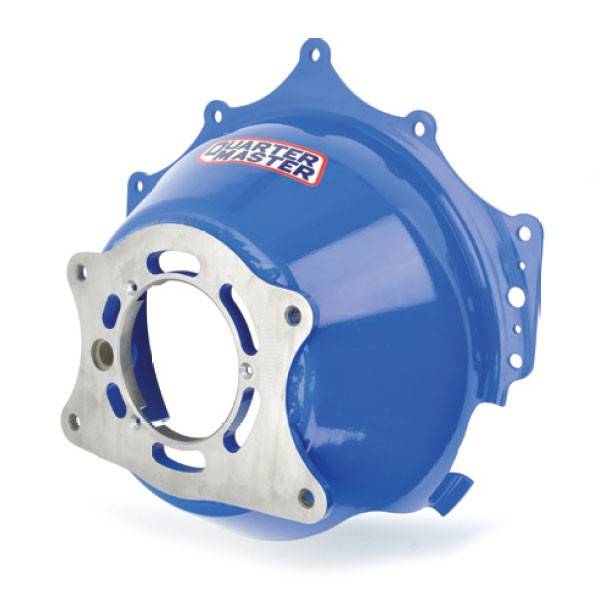Quarter Master Block Mount Starter Bellhousing Steel Blue Powder Coat Chevy - Each