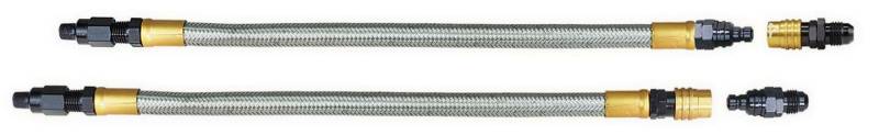Jiffy-tite Quick Release Transmission Line 12" Long 6 AN Steel Braided Rubber Hose Valved - 6 AN Socket/Plug-Included
