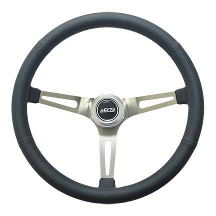 GT Performance GT Retro Steering Wheel 15" Diameter 3-Spoke 4-5/8" Dish - Black Leather Grip