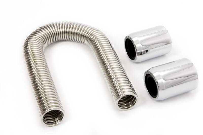 Racing Power 12" Long Radiator Hose Kit Chrome End Caps Stainless Polished - Kit