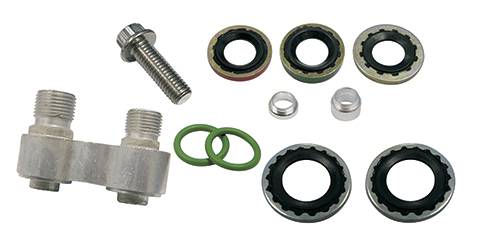 Vintage Air 2 Port Compressor Adapter 10 AN/8 AN Male O-Ring Seals Aluminum - Natural
