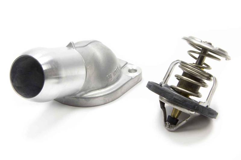 GM 1-1/2" ID Hose Water Neck and Thermostat 186 Degree Thermostat Replacement Aluminum - Natural
