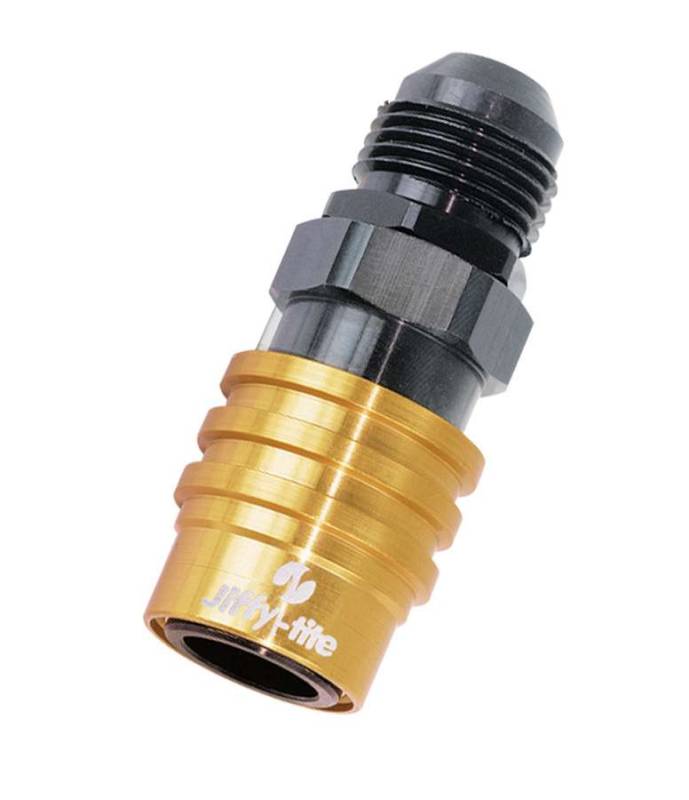 Jiffy-tite 2000 Series Quick Release Adapter Straight 6 AN Male to Quick Release Socket Valved - FKM Seal