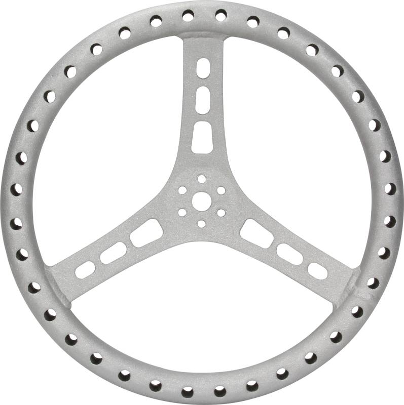 QuickCar Racing Products 15" Diameter Steering Wheel 3 Spoke 2-1/2" Dish Depth Drilled/Shot Peened Grip - Aluminum