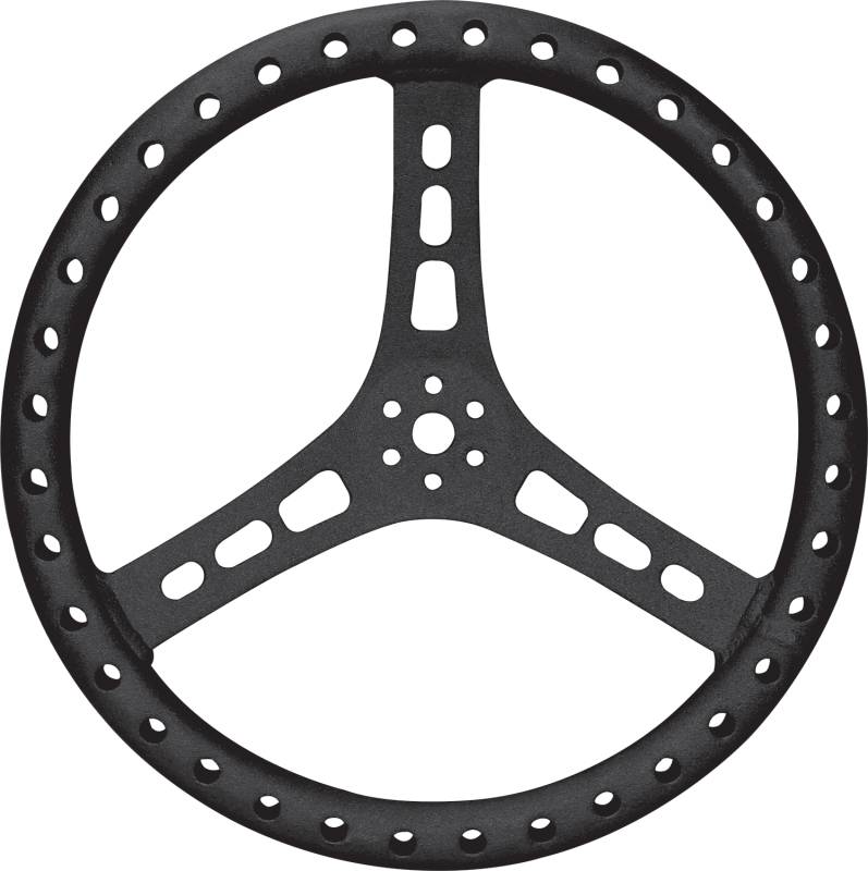 QuickCar Racing Products 15" Diameter Steering Wheel 3 Spoke 2-1/2" Dish Depth Drilled/Shot Peened Grip