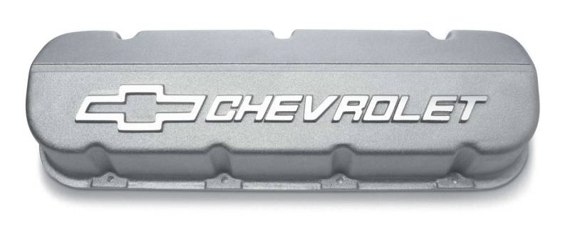 GM Performance Parts Stock Height Valve Covers Chevrolet Logo Aluminum Natural - Big Block Chevy