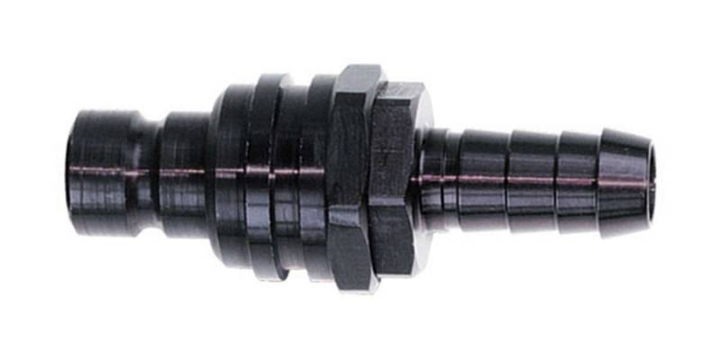 Jiffy-tite 2000 Series Quick-Connect -6 AN Straight Male Plug w/ Hose Barb Fitting - Valved Fluorocarbon Seal