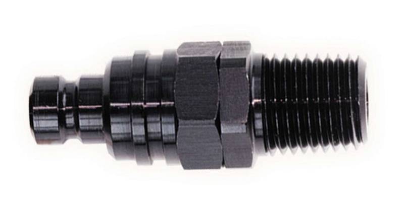 Jiffy-tite 2000 Series Quick-Connect Male 1/4" NPT Plug Fitting - Valved - Fluorocarbon Seal - Stealth Black Finish