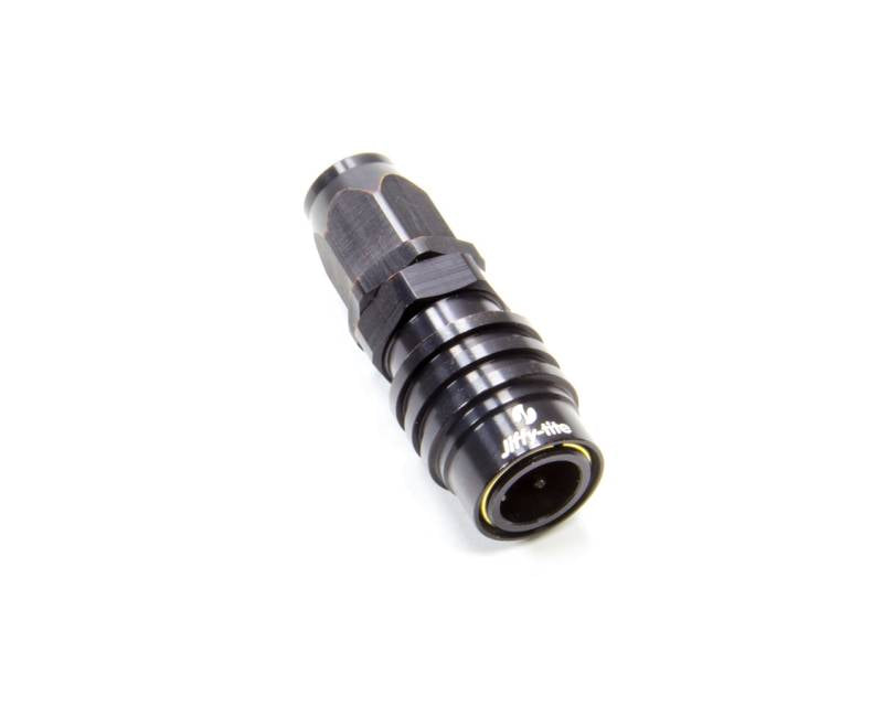 Jiffy-tite 3000 Series Straight Quick Release Hose End - 6 AN Hose to Quick Release Socket - Valved - FKM Seal - Black Anodized