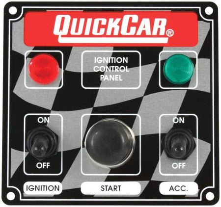 QuickCar ICP01 Ignition Panel - Ignition Switch w/ Accessory Switch, Start Button & 2 Pilot Lights