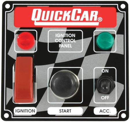 QuickCar ICP01 Ignition Panel - Flip Cover Ignition Switch w/ Accessory Switch, Start Button & 2 Pilot Lights