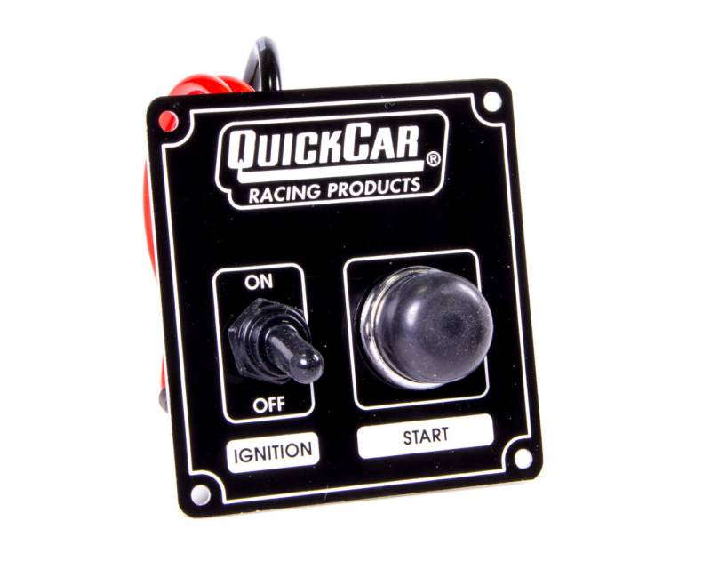 QuickCar Dash Mount Switch Panel - 3.375 x 3.625 in - 1 Toggle / 1 Momentary Button - Black