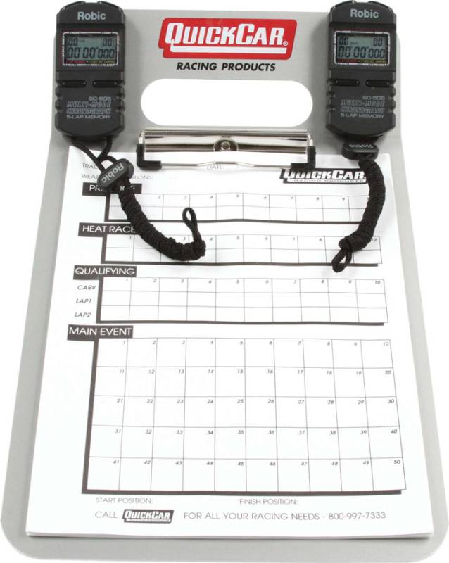 QuickCar Aluminum Clipboard Timing System - (2) Robic SC505 Watches