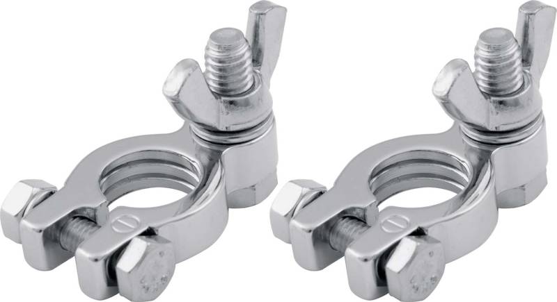 QuickCar Battery Terminals - Top-Mount Nickle Plated Brass (Pair)