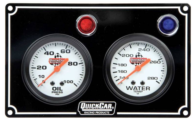 QuickCar 2 Gauge Panel Assembly w/ Warning Lights - OP/WT