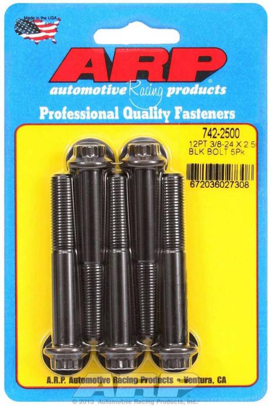 ARP 3/8-24" Thread Bolt 2.500" Long 3/8" 12 Point Head Chromoly - Black Oxide