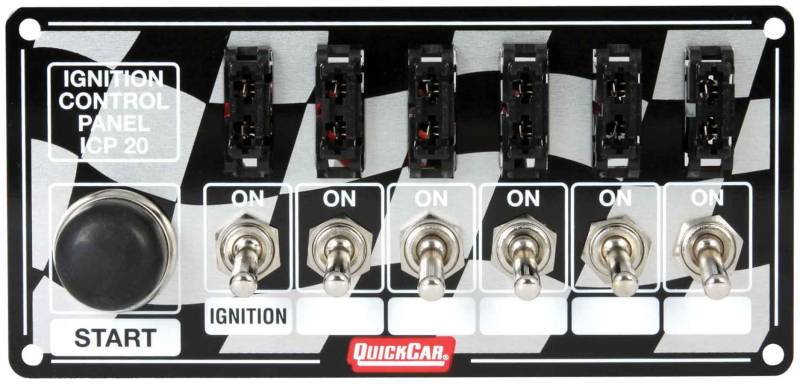 QuickCar ICP20 Ignition Race Panel - Ignition Switch - Start Switch w/ 5-Accessory Switches - ATC Fused