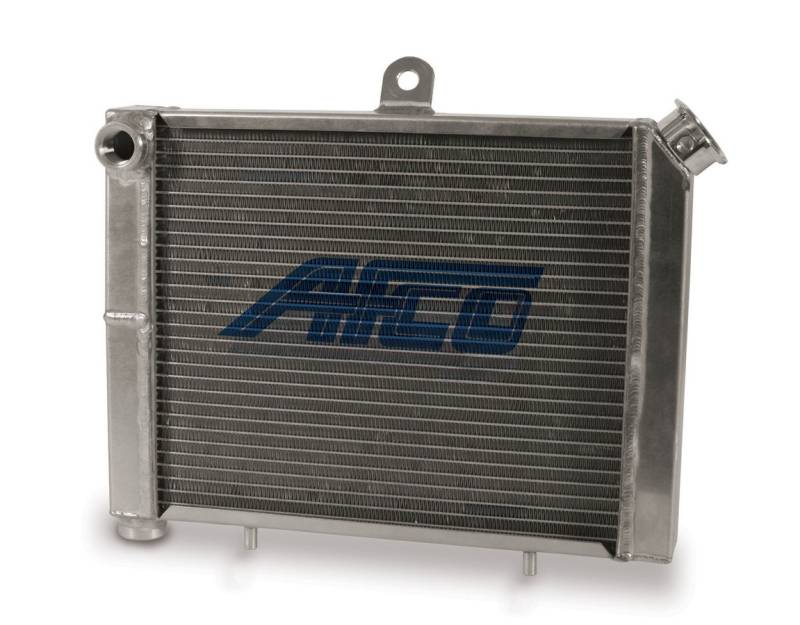 AFCO Aluminum Dual Pass Radiator - 17 in W x 12.125 in H - Drivers Side Inlet - Drivers Side Outlet - Cage Mount - Satin - Mini / Micro Sprint