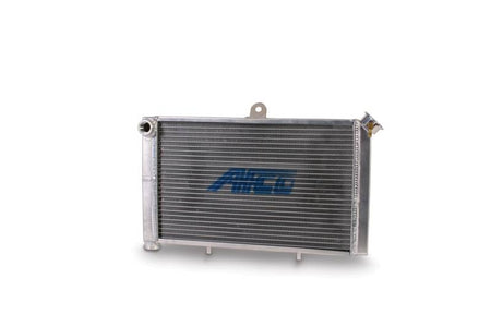 AFCO Aluminum Dual Pass Radiator - 21 in W x 12 in H - Drivers Side Inlet - Drivers Side Outlet - Cage Mount - Satin - Mini / Micro Sprint