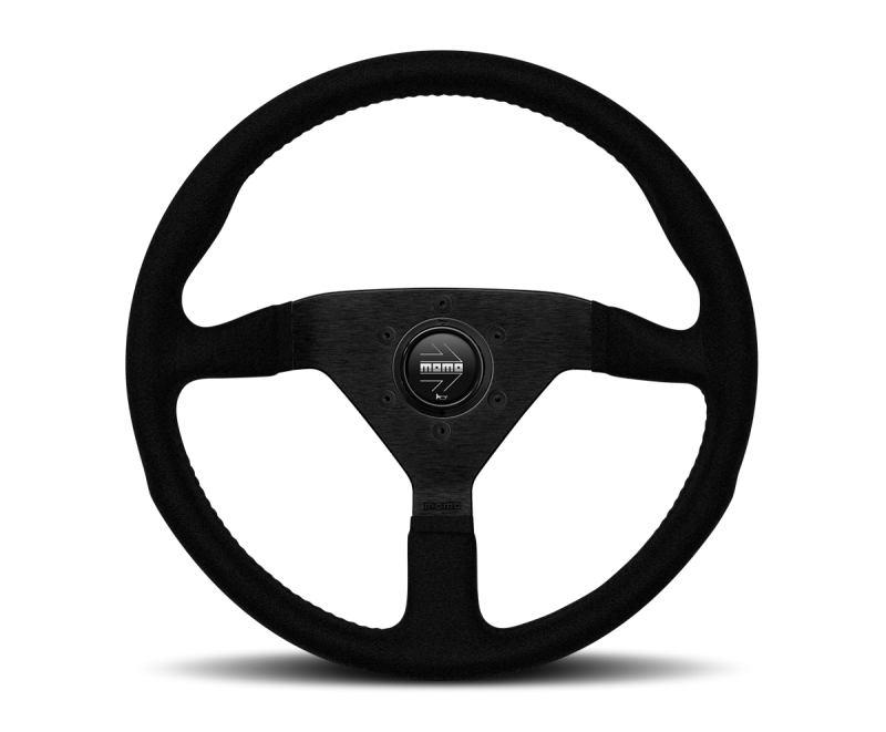 Momo Montecarlo Alcantara Steering Wheel - 350mm - Black Leather / Black Stitching