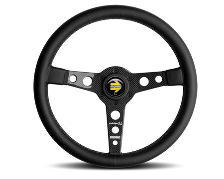 Momo Prototipo 6C Steering Wheel - 350mm - Black Leather - Carbon Fiber Spokes